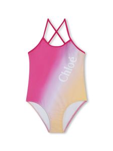 Chloé Kids maillot de bain tie dye à logo imprimé - Rose