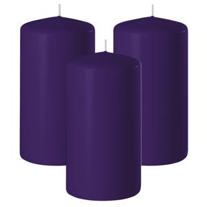 Enlightening Candles Cilinder/stompkaars - 3x - paars - D6 x H15 cm - 58 branduur