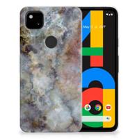 Google Pixel 4a TPU Siliconen Hoesje Marmer Grijs