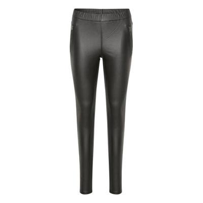 Kaffe imitatieleren slim fit broek Ada zwart