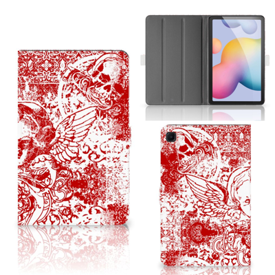 Tablettasje Samsung Galaxy Tab S6 Lite | S6 Lite (2022) Angel Skull Rood Tablettasje Samsung Galaxy Tab S6 Lite | S6 Lite (2022) Angel Skull Rood