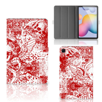 Tablettasje Samsung Galaxy Tab S6 Lite | S6 Lite (2022) Angel Skull Rood