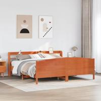 vidaXL Bedframe met hoofdbord massief grenenhout wasbruin 180x200 cm, bed, slaapkamermeubel, houten bed, tweepersoonsbed, houten bedframe, bedbodem