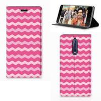 Nokia 8 Hoesje met Magneet Waves Pink