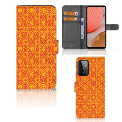 Samsung Galaxy A72 Telefoon Hoesje Batik Oranje Samsung Galaxy A72 Telefoon Hoesje Batik Oranje