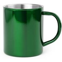 1x Groene drinkbekers/mokken RVS 280 ml - Bekers