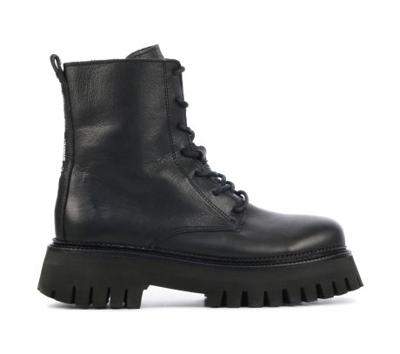 Bronx Dames Enkellaarsjes in Leder (Zwart)