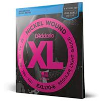 D'Addario Elektrische bassnaren - XL EXL170-6 - 6 snaren - lange schaal, licht, 32-130 - 1 verpakking