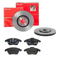 Remmenset, remschijf BREMBO, Remschijftype: Geperforeerd / Geventileerd, Inbouwplaats: Vooras, u.a. für Peugeot, Citroën