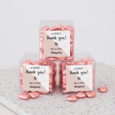 Bedankdoosje bruiloft Soft Marble vierkant