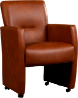 Leren eetkamerfauteuil pleasure 2.54 bruin, bruin leer, bruine keukenstoelen