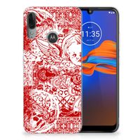 Silicone Back Case Motorola Moto E6 Plus Angel Skull Rood - thumbnail