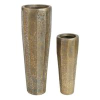 PTMD Adiane Brass brushed alu sheet pot ribbed round S - thumbnail