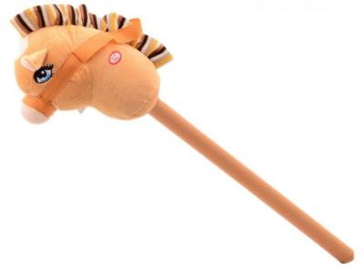 Johntoy stokpaard met geluid 75 cm pluche lichtbruin