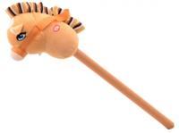 Johntoy stokpaard met geluid 75 cm pluche lichtbruin