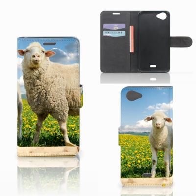Wiko Rainbow Jam Telefoonhoesje met Pasjes Schaap en Lammetje Wiko Rainbow Jam Telefoonhoesje met Pasjes Schaap en Lammetje