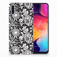 Samsung Galaxy A50 TPU Case Black Flowers - thumbnail