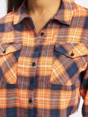 Missguided / overhemd Petite Oversized Crop Check in oranje Missguided / overhemd Petite Oversized Crop Check in oranje