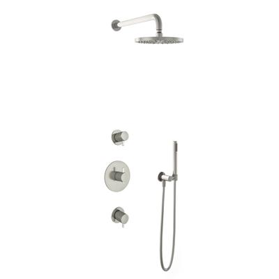 Regendoucheset Inbouw Hotbath Laddy Get Together 20cm Rond Geborsteld Nikkel Thermostaatkraan met Handdouche