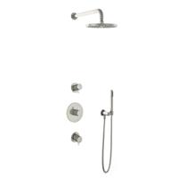 Regendoucheset Inbouw Hotbath Laddy Get Together 20cm Rond Geborsteld Nikkel Thermostaatkraan met Handdouche