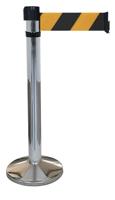 Verchroomde paal standaard basis - riem 4 m/100 mm zwart/geel