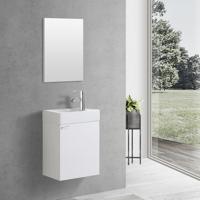 Toiletmeubel Creavit Aloni Hangend Rechtsdraaiend 40x60x22cm MDF Wit Softclose Keramiek Wasbak
