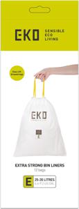 Eko vuilniszakken met trekbandsluiting, 25-35 liter, wit, 1 rol, 12 zakken