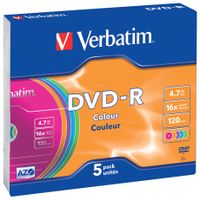 Verbatim DVD recordable DVD-R, doos van 5 stuks, individueel verpakt (Slim Case) - thumbnail