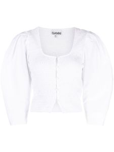 GANNI blouse en coton biologique - Blanc