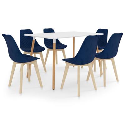 vidaXL 7-delige Eethoek blauw
