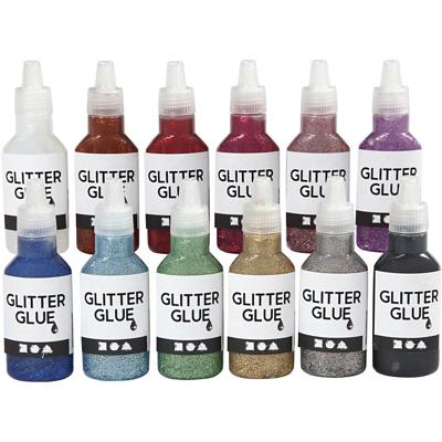 Glitterlijm - Diverse Kleuren (12 x 25 ml)
