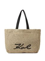 Karl Lagerfeld sac cabas Signature en raphia - Tons neutres