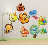 Sticker kinderkamer insecten en bloemen