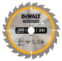 DeWalt Accessoires Cirkelzaagblad 165x20x24t, wisseltand, positief 24°, kerf 1,6mm - DT1949-QZ