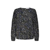 ONLY semi-transparante top ONLRIVANA met all over print en open detail zwart/blauw/beige