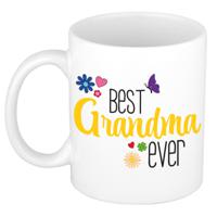 Bellatio Decorations Cadeau koffie/thee mok voor oma - geel - beste oma - keramiek - 300 ml   - - thumbnail