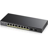 Zyxel 8-Port Gigabit Web/Smart Managed Switch 8-Port PoE+ (77W) 2x DisplayPort Wallmount 8-port PoE+ (77W) 2x SFP zwart [GS1900-10HP]