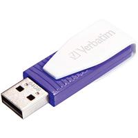 Verbatim Draaibare USB-stick - 64 GB, praktische stick met USB 2.0-interface, met draaibare kap ter bescherming, violet
