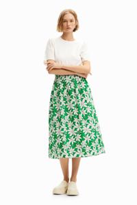 Gecombineerde midi-jurk met bloemen - WHITE - S