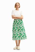 Gecombineerde midi-jurk met bloemen - WHITE - M