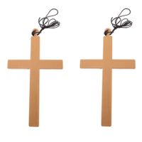 2x stuks verkleed artikel nonnen/priester ketting met groot kruis 23 cm