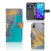 Huawei Y5 (2019) Bookcase Marble Blue Gold - thumbnail