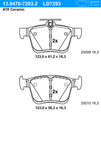 Remblokkenset, schijfrem ATE Ceramic ATE, u.a. für Seat, VW, Audi, Skoda