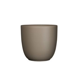 Bloempot mat taupe bruin keramiek voor kamerplant H9 x D10 cm