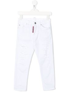 DSQUARED2 KIDS jean droit à effet usé - Blanc