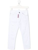 DSQUARED2 KIDS jean droit à effet usé - Blanc