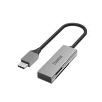 Hama USB-kaartlezer, USB-C, USB 3.0, SD/Micro SD, aluminium, grijs