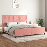 vidaXL Bedframe met hoofdeinde fluweel roze 200x200 cm