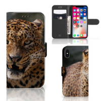 Apple iPhone X | Xs Telefoonhoesje met Pasjes Luipaard - thumbnail