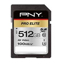 PNY Pro Elite SDXC card 512GB Class 10 UHS-I U3 100MB/s
